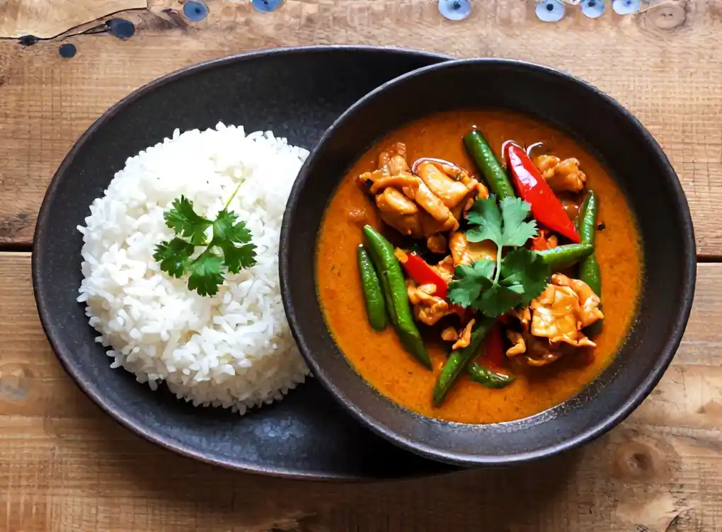 Thaise kipcurry met sperziebonen en jasmijnrijst — AI recept