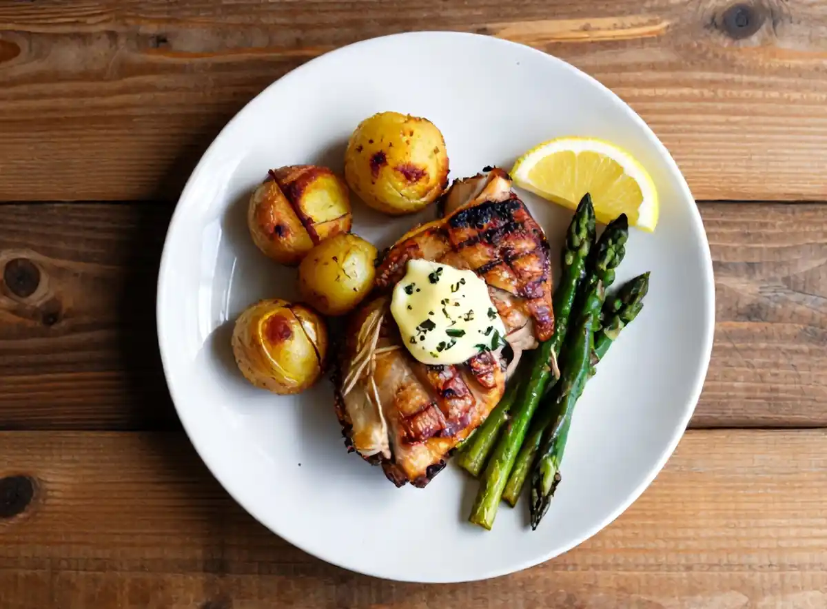 Gegrilde varkenshaas met krieltjes en groene asperges — AI recept
