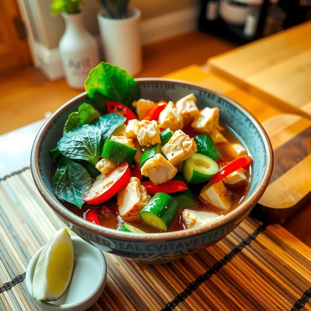 Thaise groentesoep met kip