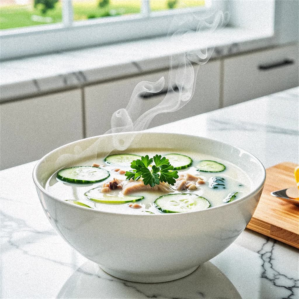 Cremige Komkommer-Kip Soep