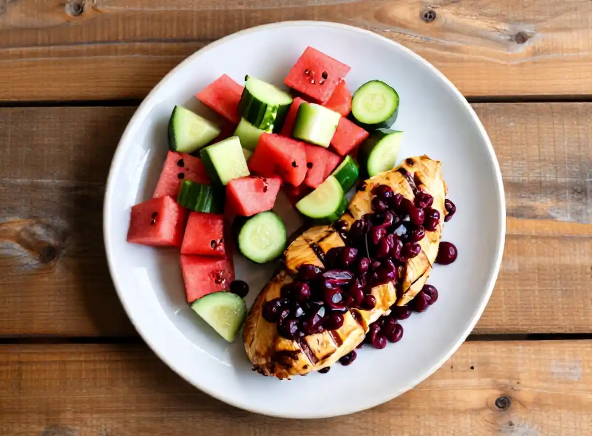 Gegrilde kip met kersensalsa en watermeloensalade — AI recept