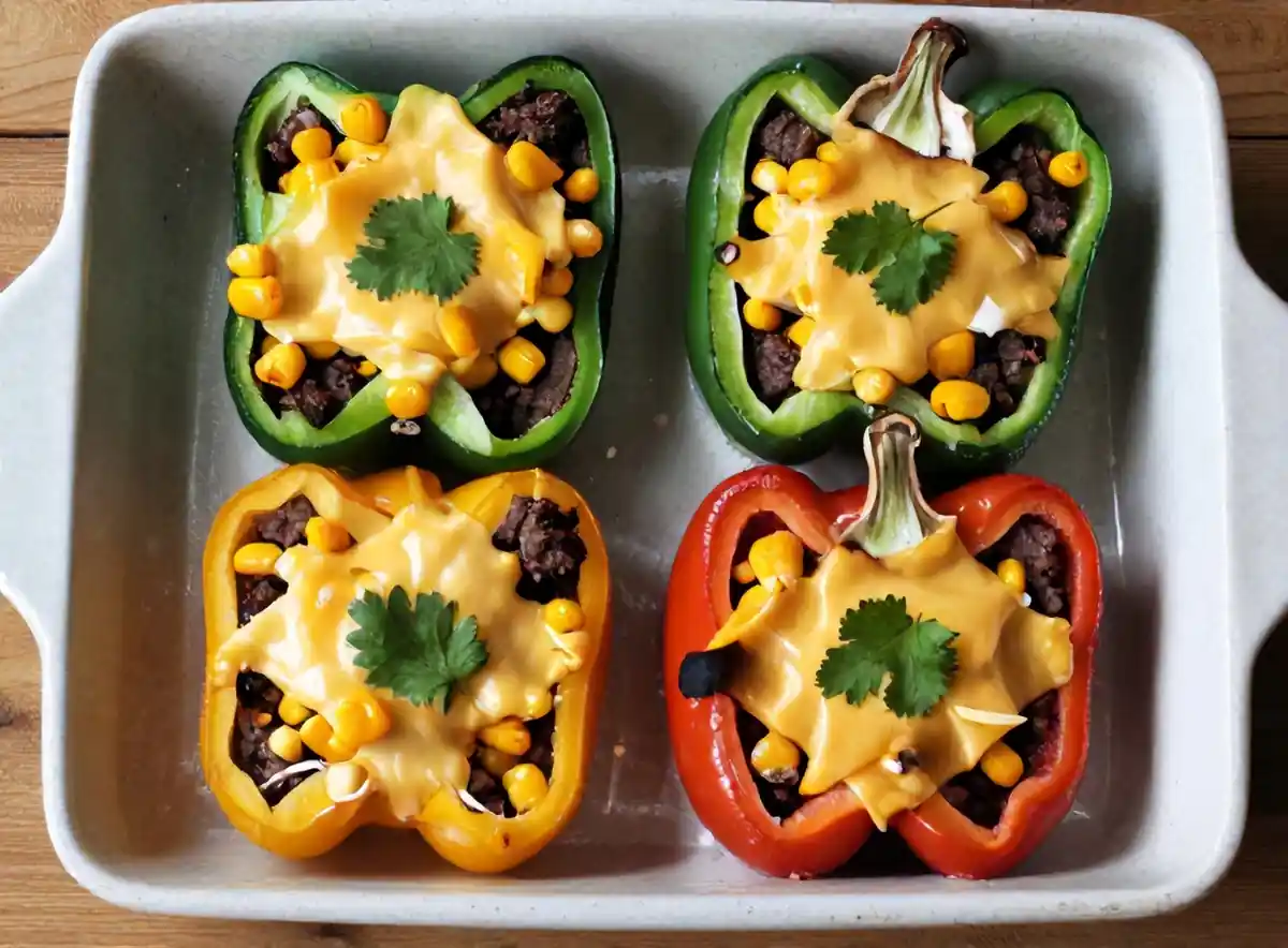 Mexicaanse gevulde paprika's met rundergehakt, maïs en kaas — AI recept