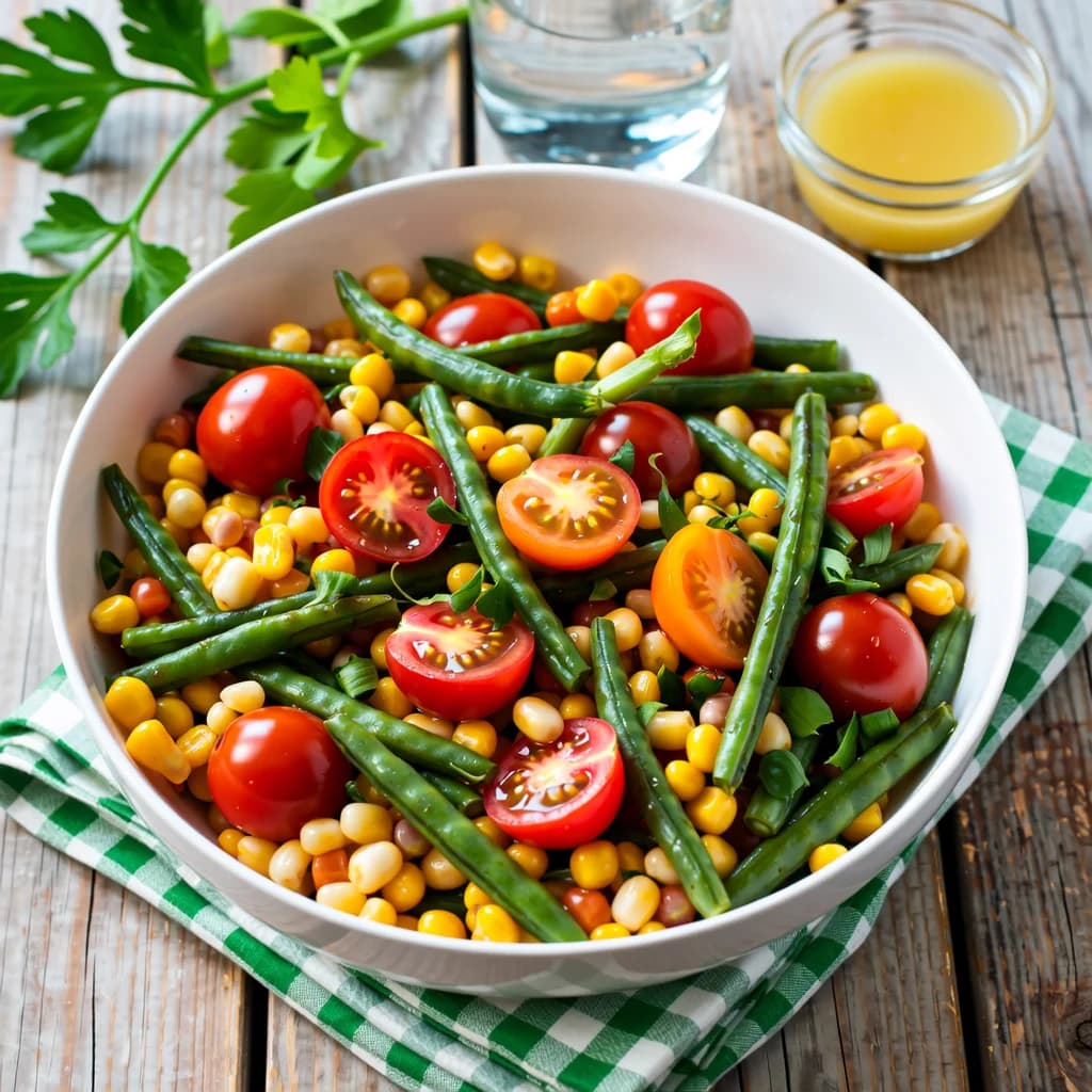Zomerse Tomaten- en Maïs Salad met Rauwkost