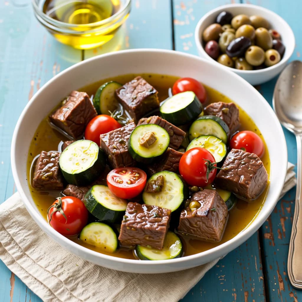 Zomerlijke Courgette- en Runderstoofpot met Olijfolie