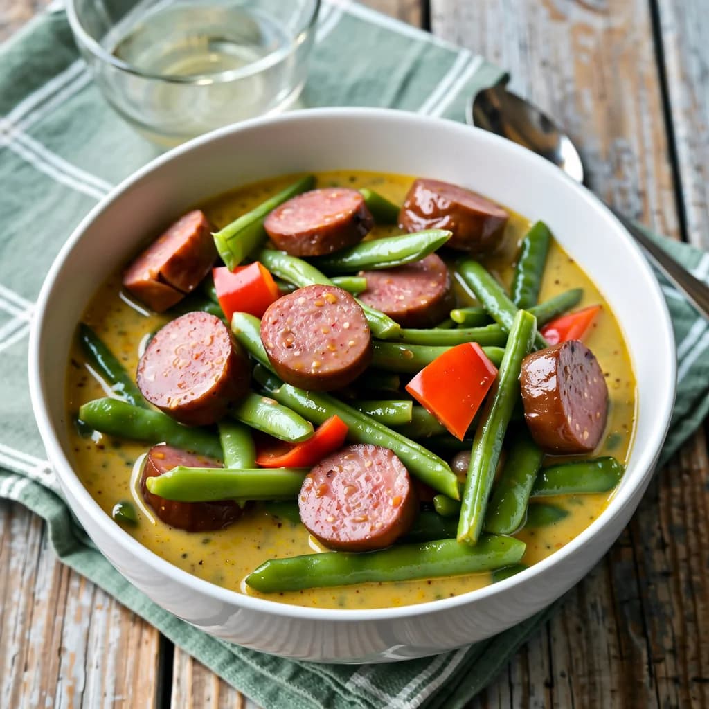 Thais Kokos-Sperziebonen Stoofpot met Rookworst