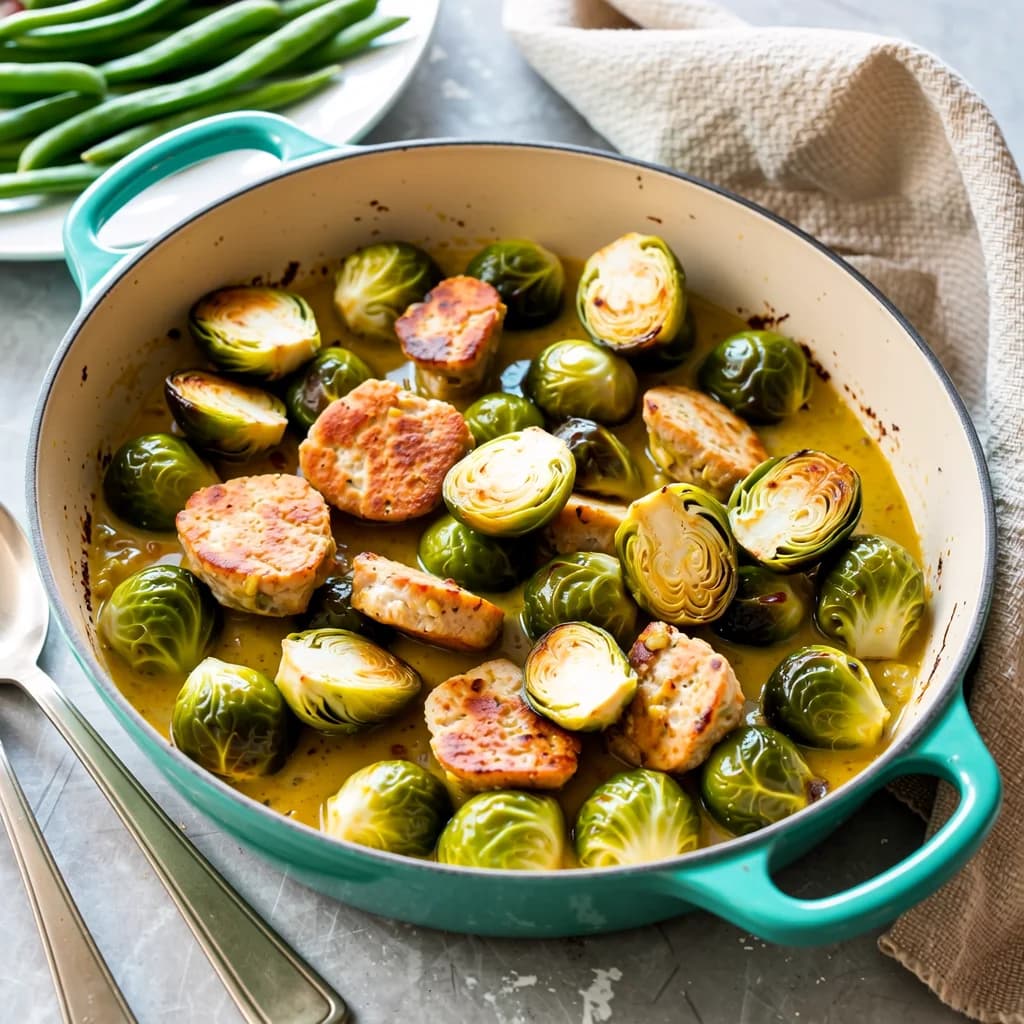 Spruitjes en varkensschnitzel ovenschotel